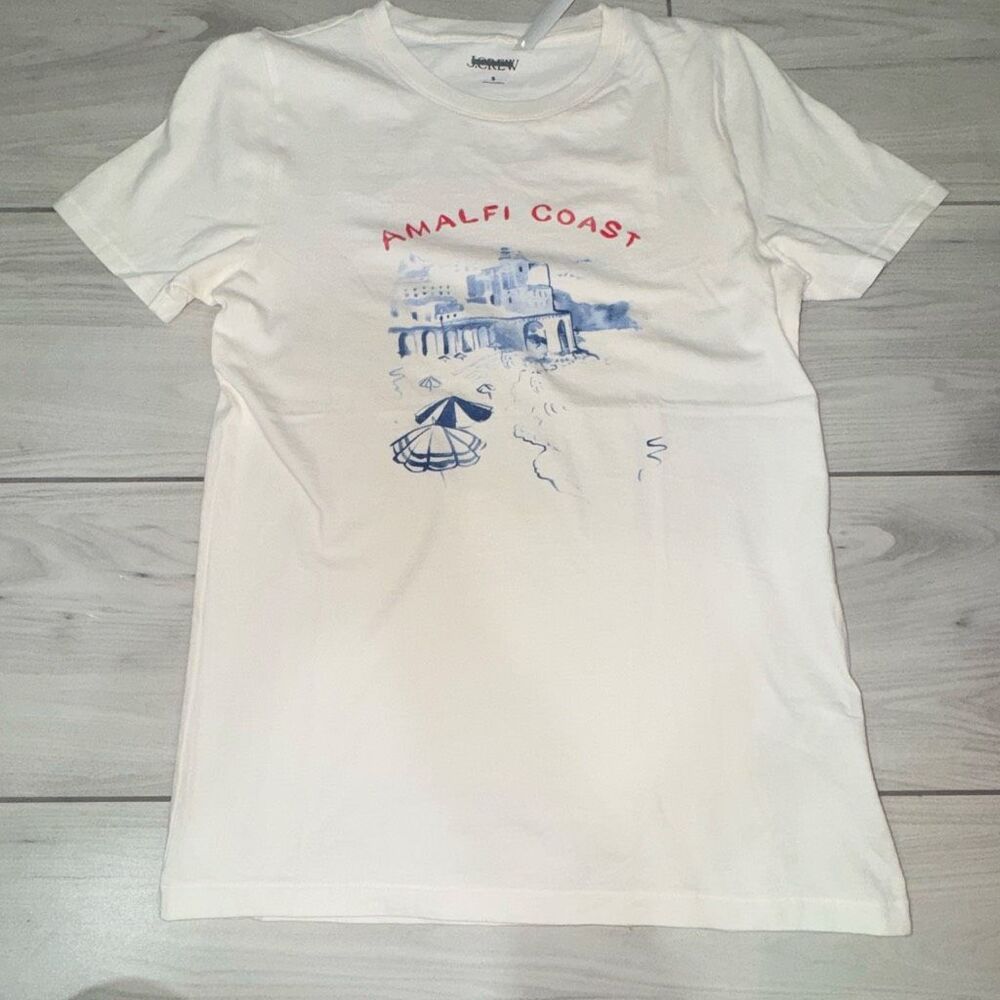 Brand new J.Crew Classic-fit Amalfi Coast graphic T-shirt in Positano Ivory 100%
